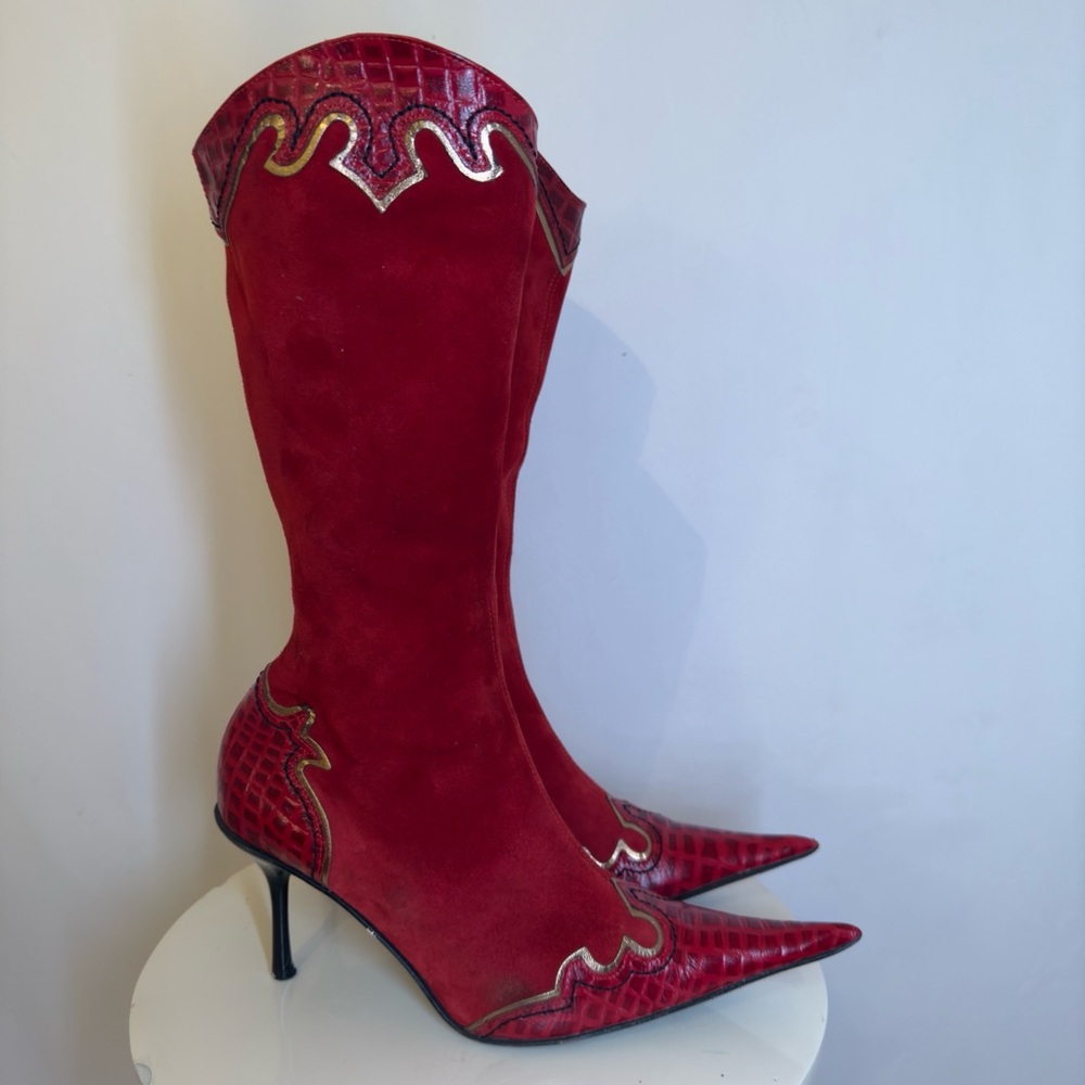Vintage 90’s Italian Red Suede Boots